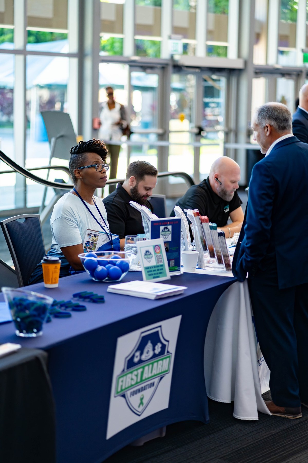 Registration and sponsor table in vendor lobby